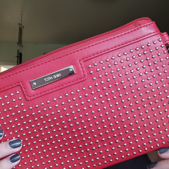 Nine West Red Studded Wristlet Clutch - Picture 2 of 9